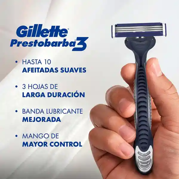 GILLETTE Prestobarba 3 Cuchilla de Afeitar Máquina de Afeitar Hombre Desechable Afeitado al Ras y Extra Suave 4 Uds