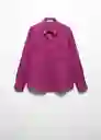 Camisa Lino Fucsia Talla 26 Mujer Mango