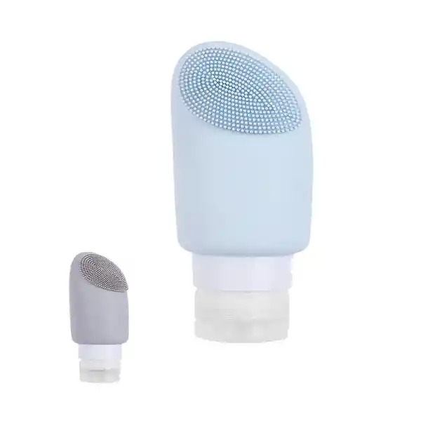 Botella Con Cepillo Facial Serie Macaron Azul y Gris Miniso