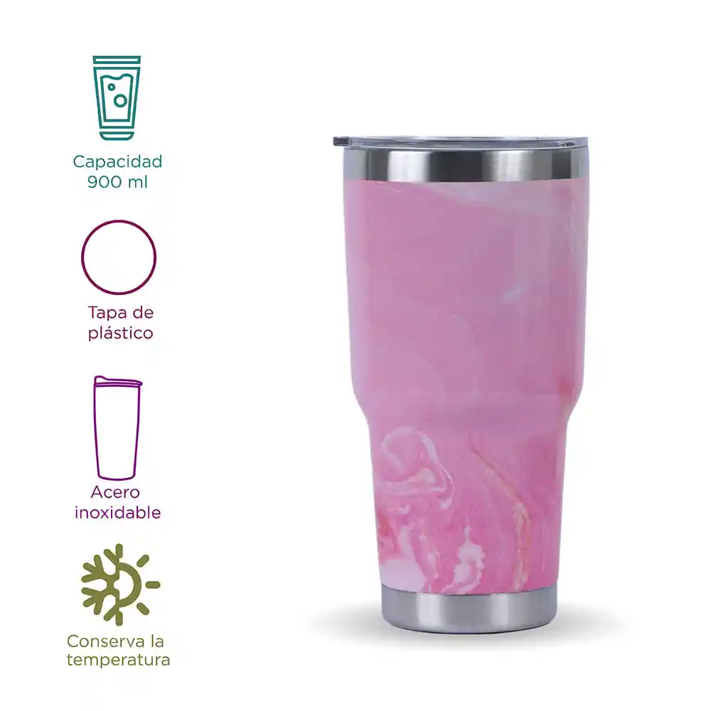 Vaso de Acero Tie Dye Rosa Miniso