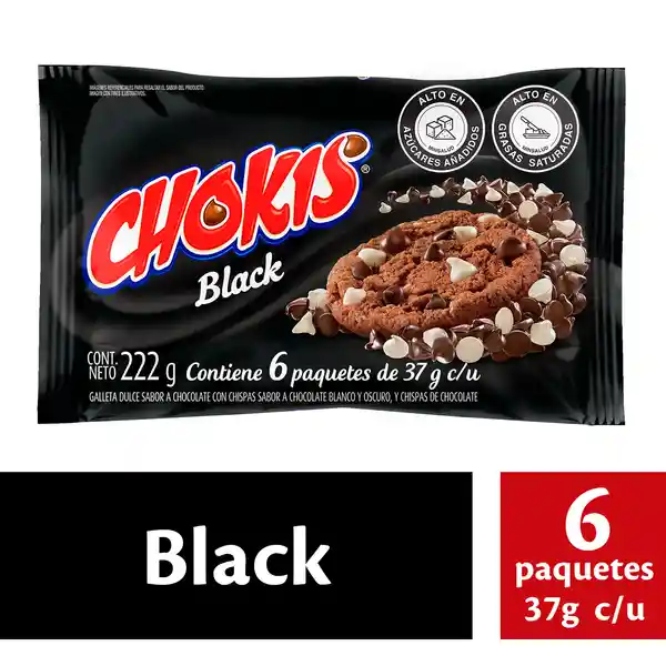 Chokis Galletas Black con Chispas de Chocolate Oscuro y Blanco