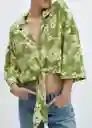 Camisa Coloma Verde Talla XL Mujer Mango