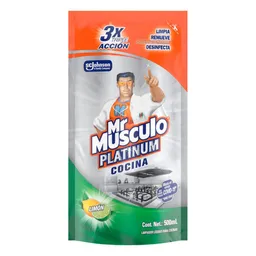 Limpiador Mr Musculo Líquido Platinum Cocina Aroma Limón (500 Ml)