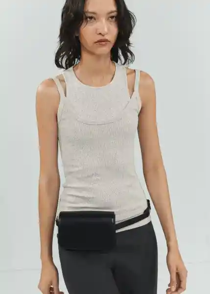 Top Sirat Gris Medio Vigoré Talla S Mujer Mango