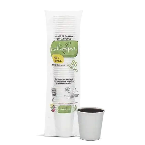 Naturapak Vaso Cartón Blanco 7 oz