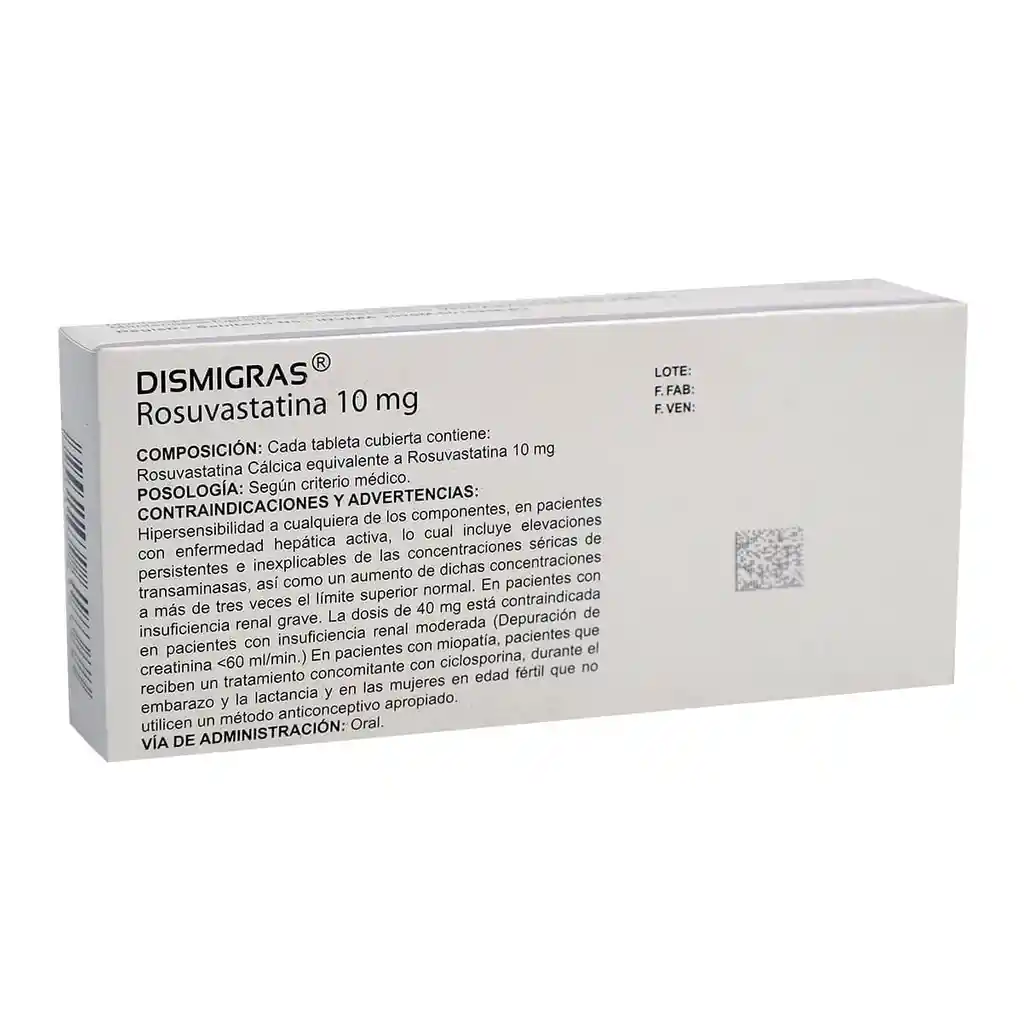 Dismigras Rosuvastatina 10 Mg Tableta Recubierta