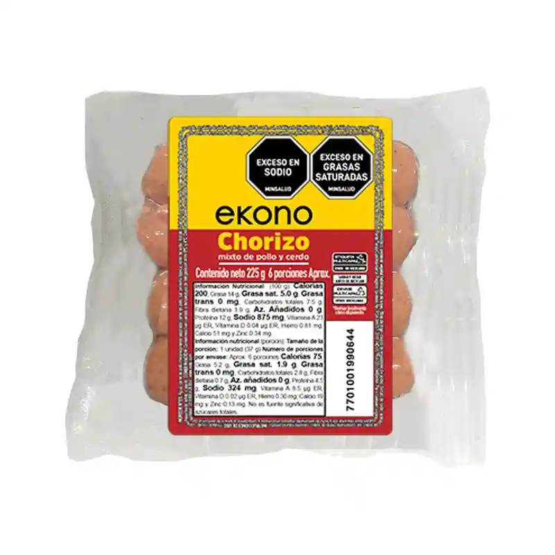 Chorizo Mixto Pollo y Cerdo 225gm Ekono