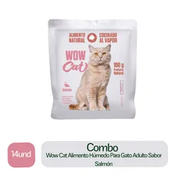 14 x Wow Cat Alimento Humedo Para Gato Adulto Sabor Salmon