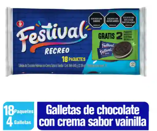 Galletas Festival Recreo 18 Paquetes X 4 Galletas