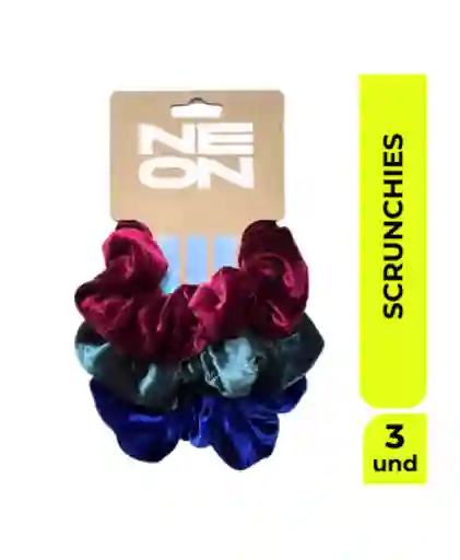 Neon Set Scrunchie Gancho Pinza Rojo