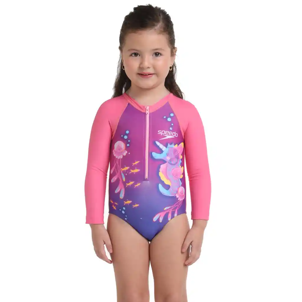 Vestido de Baño Manga Larga Seahorse Bebe Femenino Rosado-04