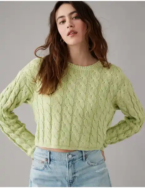 Suéter Tejido Mujer Verde Talla MEDIUM American Eagle