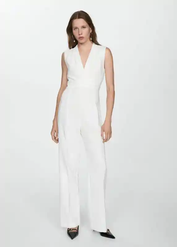 Mono Aty-l Blanco Talla Xl Mujer Mango