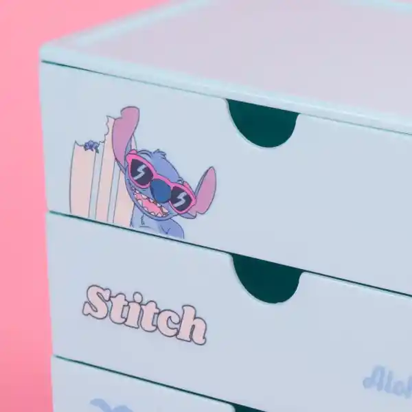 Organizador Plástico de 3 Cajones Serie Disney Stitch Miniso