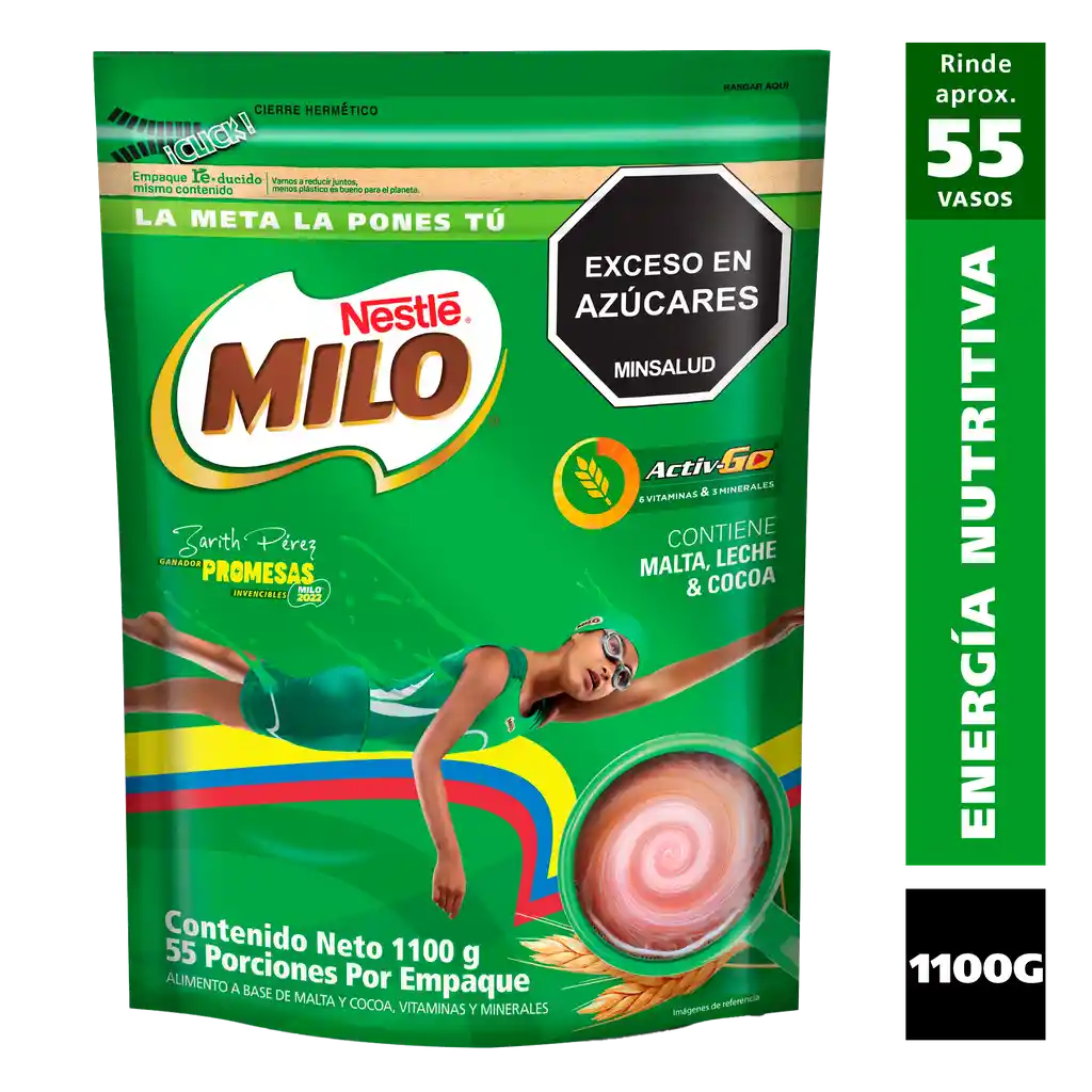 Bebida achocolatada con malta MILO ACTIV-GO x 1100g