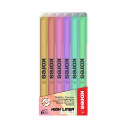 Kores Resaltador Delgado Pastel 6 Colores