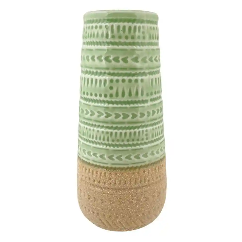 Florero Cilindrico en Color Beige y Verde Concepts 445569400