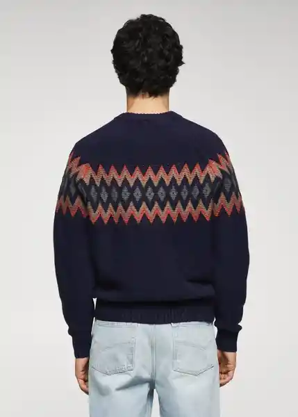 Saco Jersey Geo Navy Talla L Hombre Mango