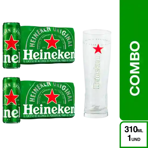 Combo Heineken Cerveza 310 mL 6 Und + Heineken Vaso Star Glass