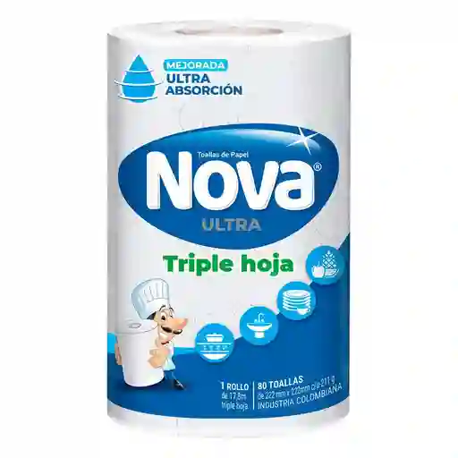 Toalla Nova Papel Triple Hoja Rollo (1 Und)