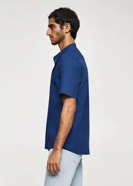 Camisa Solid-H Navy Talla M Hombre Mango