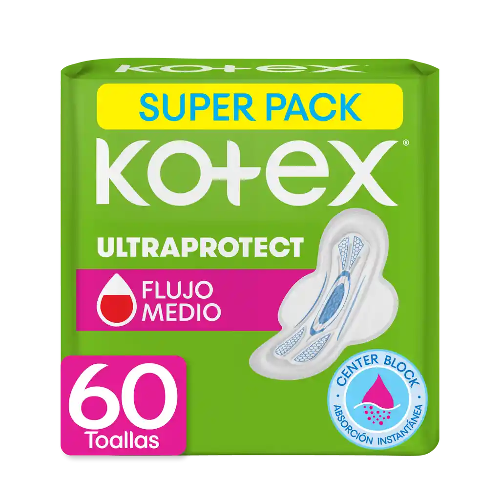 Toallas Femeninas Kotex Ultraprotect  60 Unidades