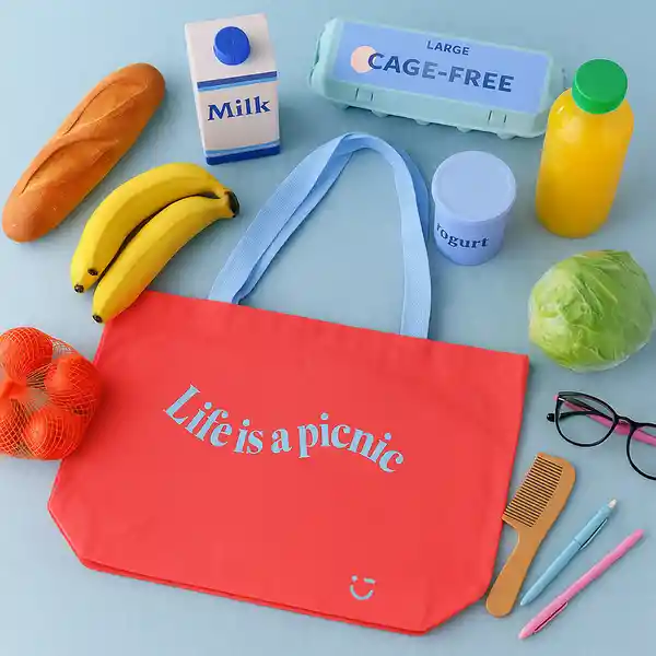 Bolsa de Compras Life is a Picnic Rojo Miniso