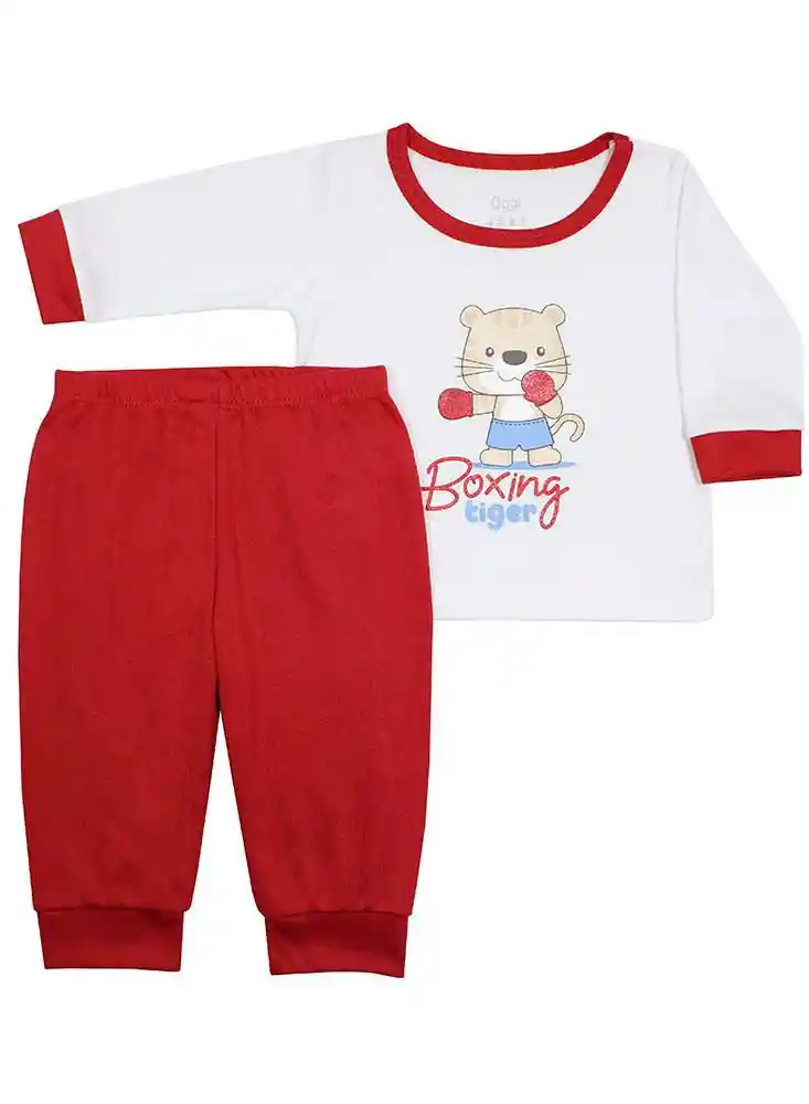 Pijama Dos Piezas Para Bebé 18/24mese - Rojo