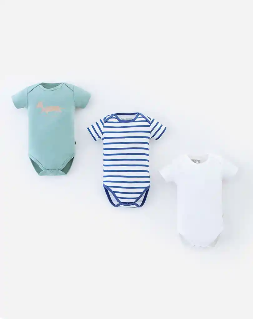 Set X3 Bodies Colores Surtidos Manga Corta Bebito Lars Niño X3 Baby Fresh