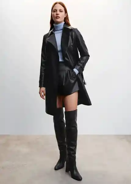 Gabardina Trench Polanapu Negro Talla L Mujer Mango