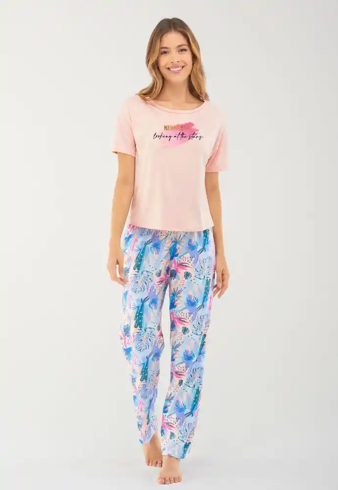 Pijama Pantalón Largo Camiseta M/c L-rosado