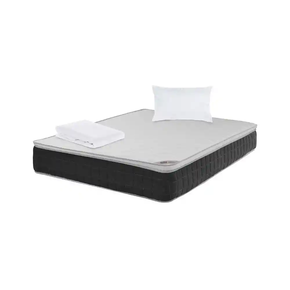 Colchón Spring Sencillo (100 X 190 Cm) Soft Relax Resortado Firme Protector + Almohada
