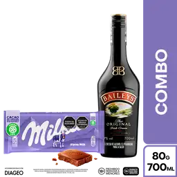 Combo Milka Chocolate Leche Alpina 80 g + Baileys Crema Whisky
