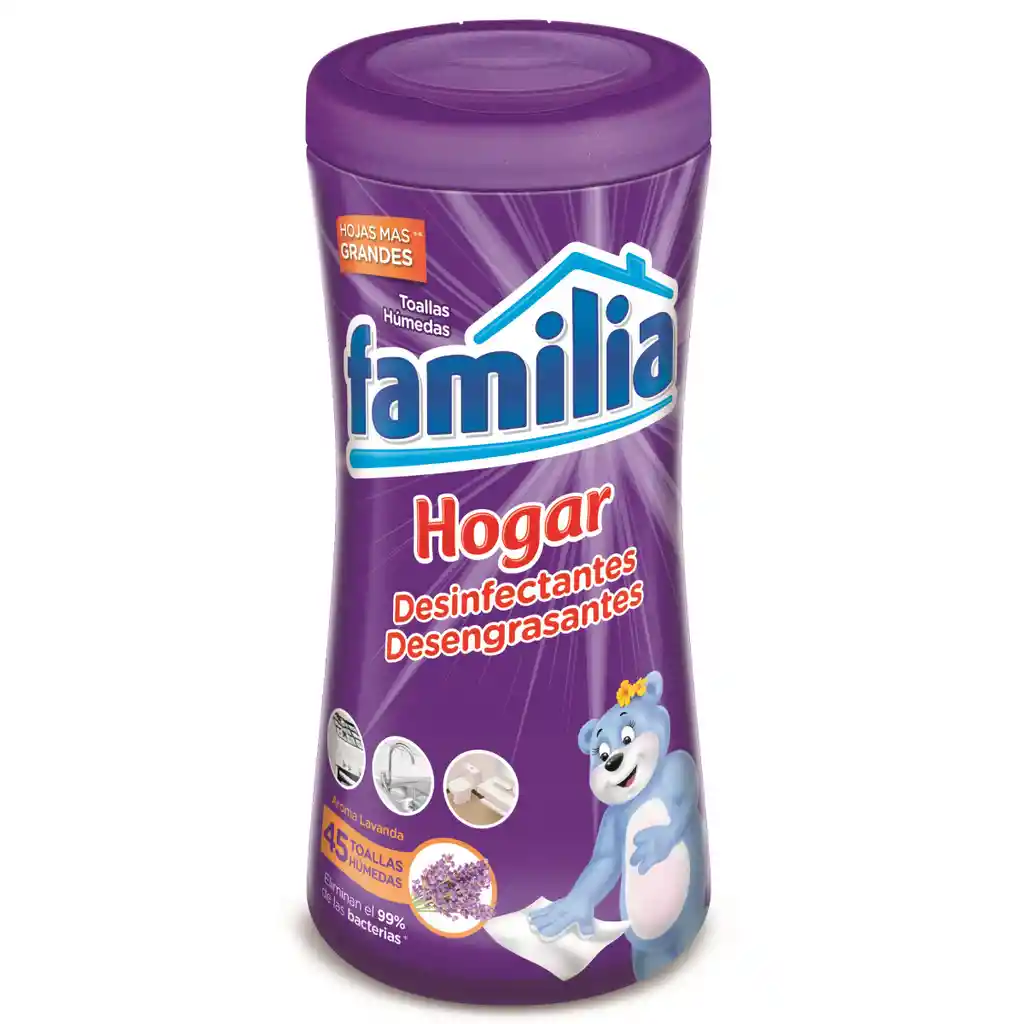 Familia Toallas Húmedas Desinfectantes Aroma a Lavanda