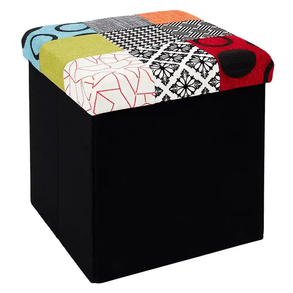 M + Design Asiento Pouf Recorte Cuadros Colores 38 X 38 X 38 Cm