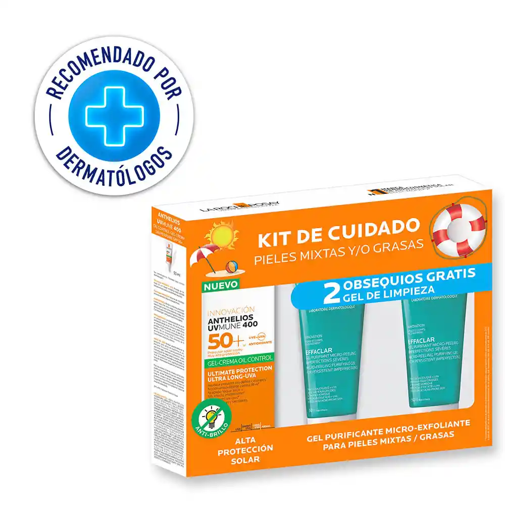 La Roche Posay Kit Cuidado Piel Anth Ts Gel Uv + Gel Limpieza