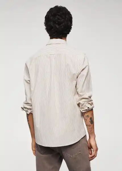 Camisa Kodaki-I Beige Talla XL Hombre Mango