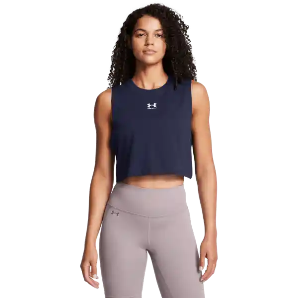 Under Armour Polera W Cropped Logo Tank Azul Para Mujer Talla SM