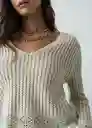 Saco Tejido Mujer Blanco Ponche Claro Talla M 582G089 Naf Naf