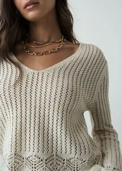 Saco Tejido Mujer Blanco Ponche Claro Talla M 582G089 Naf Naf