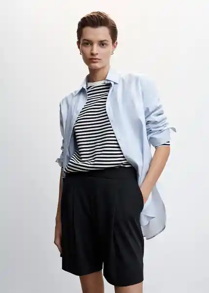 Bermuda Paco Negro Talla M Mujer Mango