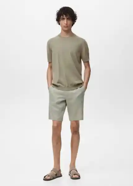 Camiseta Tricot Arraona Khaki Talla L Hombre Mango