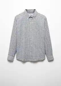 Camisa Vichy Gris Talla L Hombre Mango