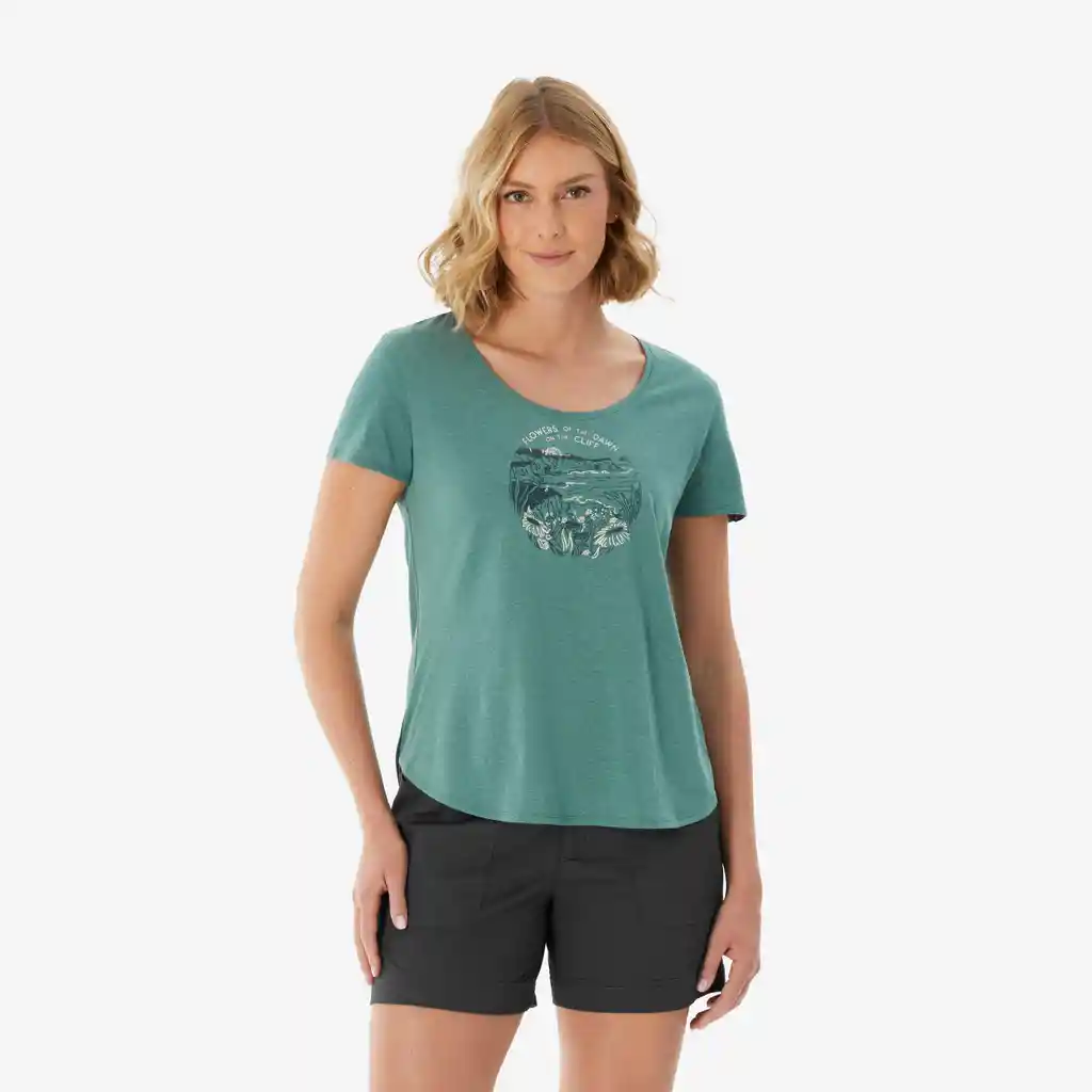 Camiseta de Senderismo Mujer - Nh500 Verde