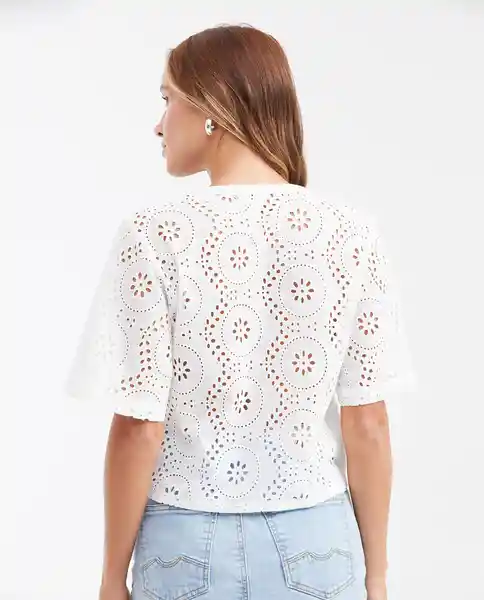 Camisa Eyelet Resort Femenino Blanco 0 Claro Talla M Chevignon