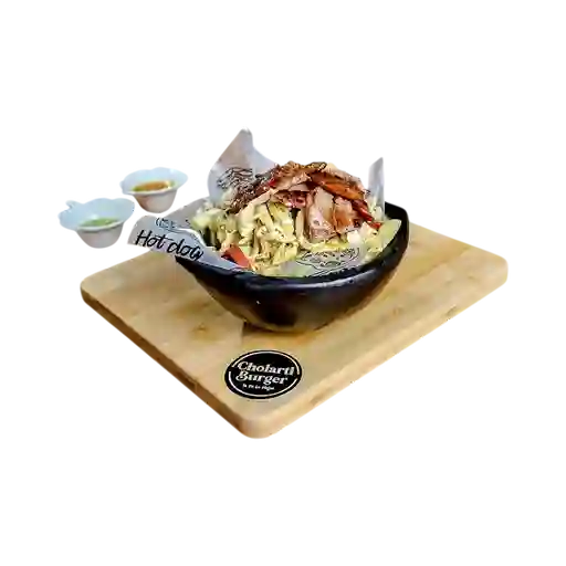 Salchipapa Personal con Pollo Tocineta