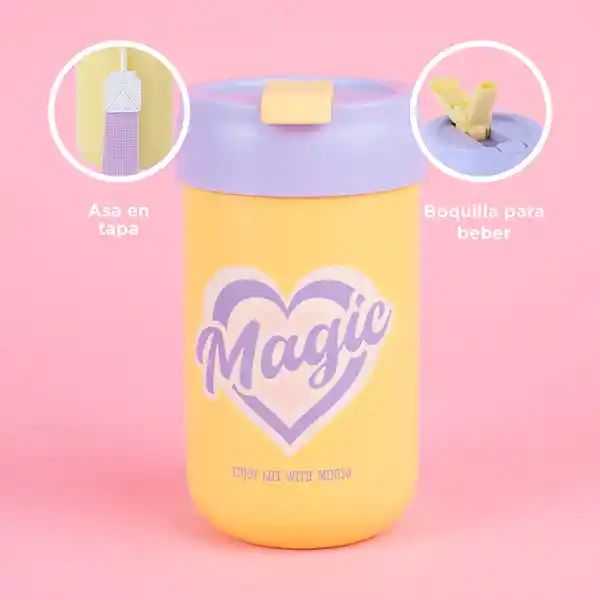Vaso de Acero Inoxidable Con Pitillo Menta 800 mL Miniso