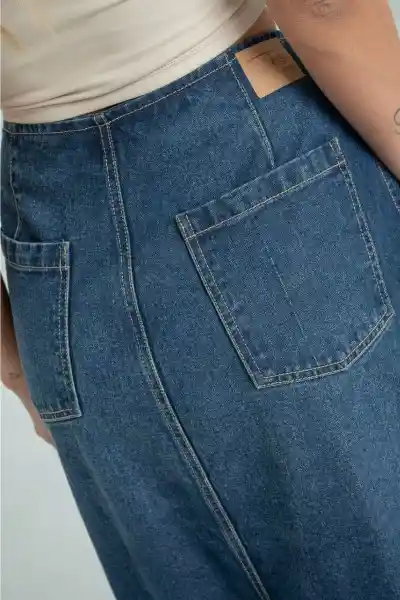 Falda Denim Midi Cierre Color Azul Oscuro Talla 6 Ragged