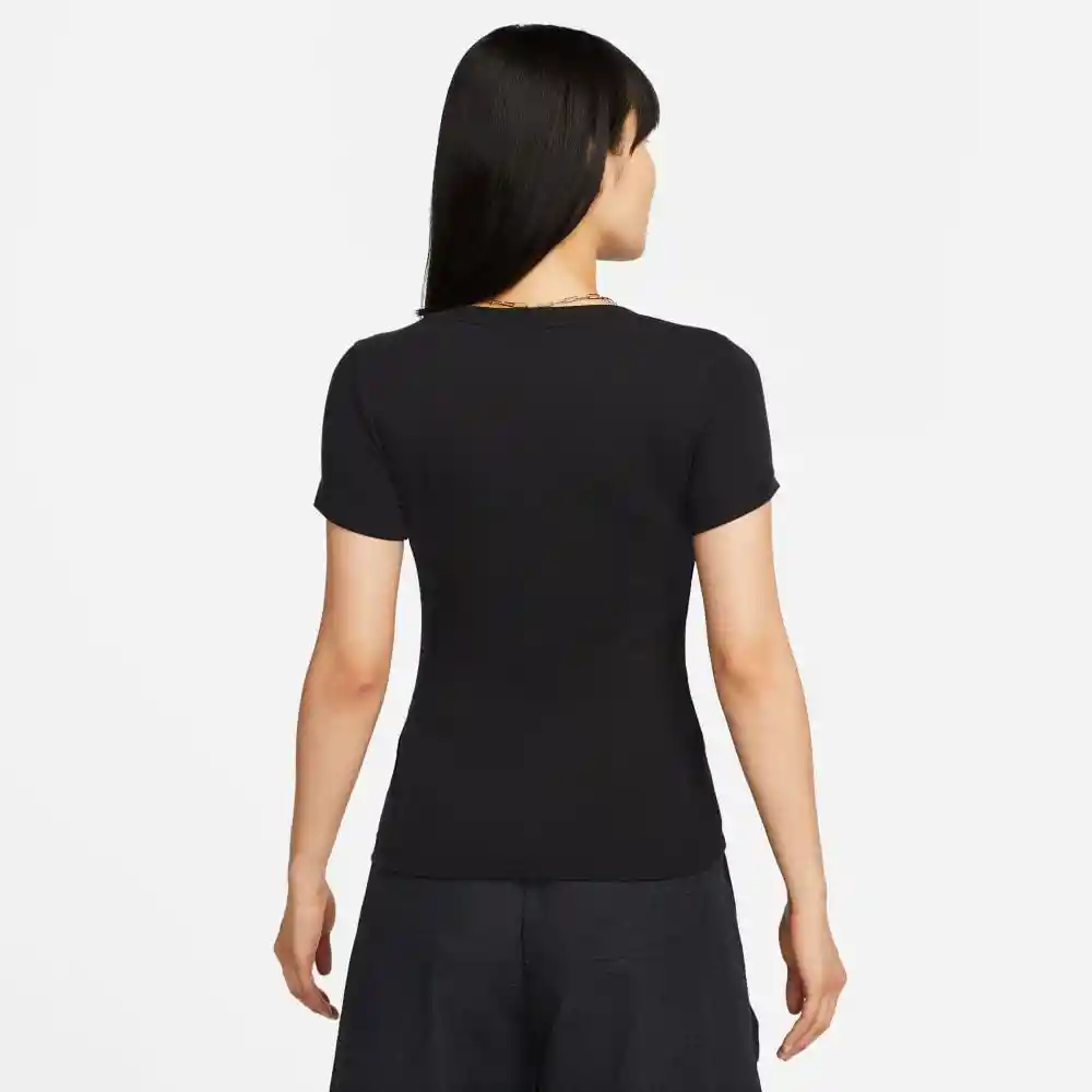 Nike Camiseta Nsessntl Rib MD Crp Top Mujer Negro M