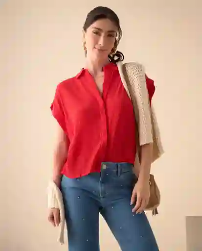 Camisa Rojo Granada Oscuro Talla Talla XL 411G015 Esprit